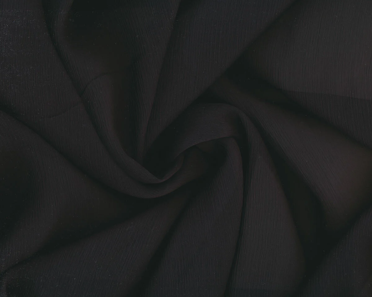 Seidenchiffon SILK CINCLE, gecrasht, schwarz
