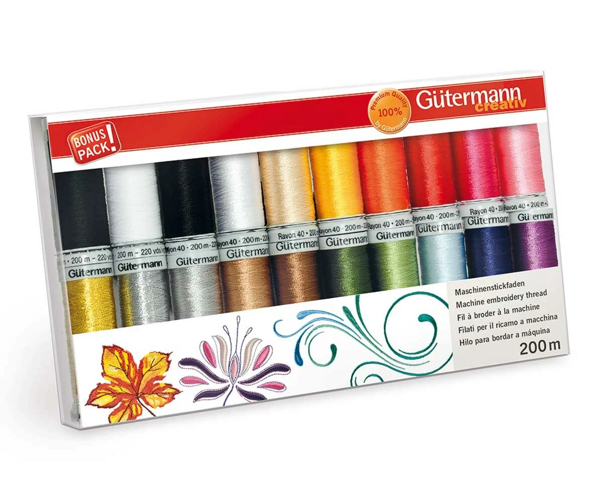 Set mit 20 Maschinenstickfäden RAYON 40, Gütermann
