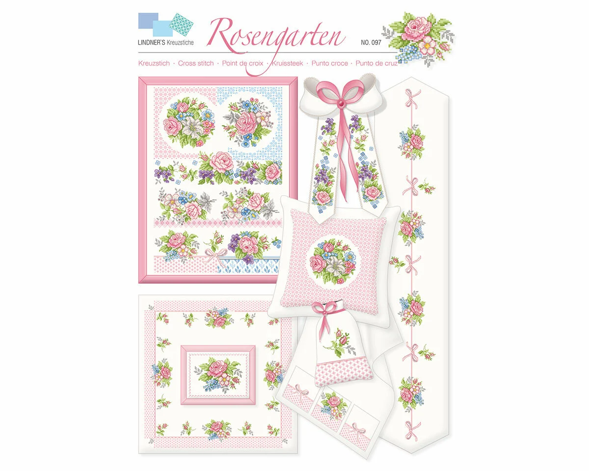 Stickvorlage: Rosengarten, Lindners Kreuzstiche