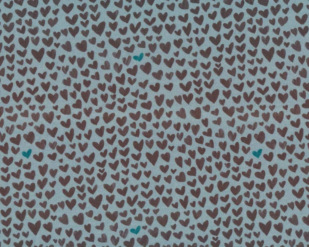 Sweatstoff MINI FOREST HEART, Herzen, taubenblau