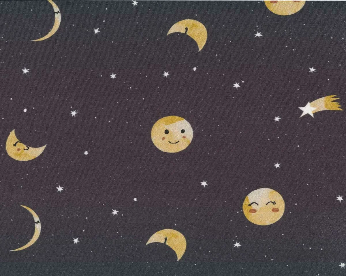 Sweatstoff MINI FOREST MOON, Mond und Sterne, anthrazit