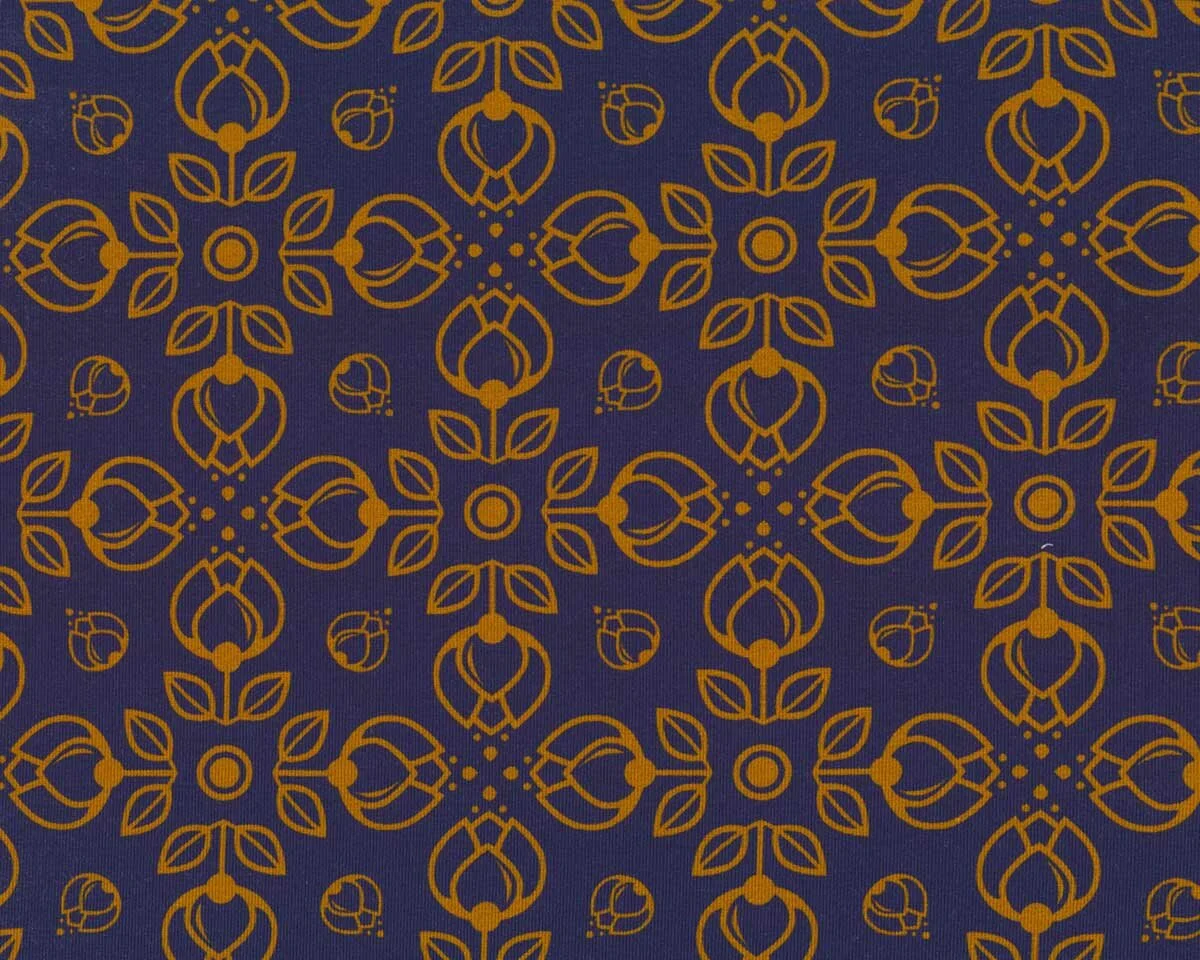 Sweatstoff PRETTY BLOOM, Ornamentblumen, pflaume, Lycklig Design