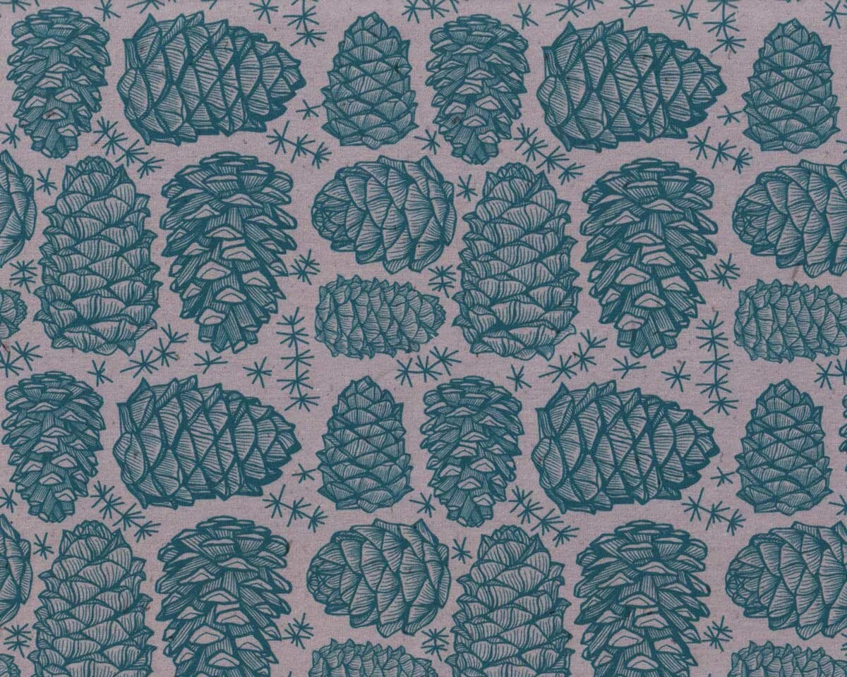 Sweatstoff WYLD FOREST by Thorsten Berger, Zapfen, lavendel