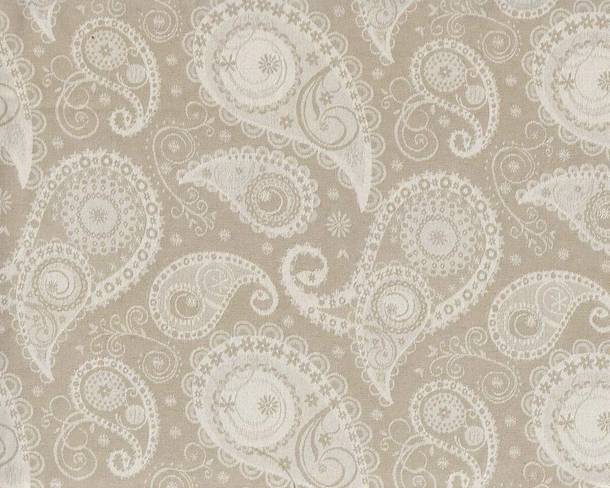 Überbreiter Jacquard-Dekostoff DELI, Paisleys, natur