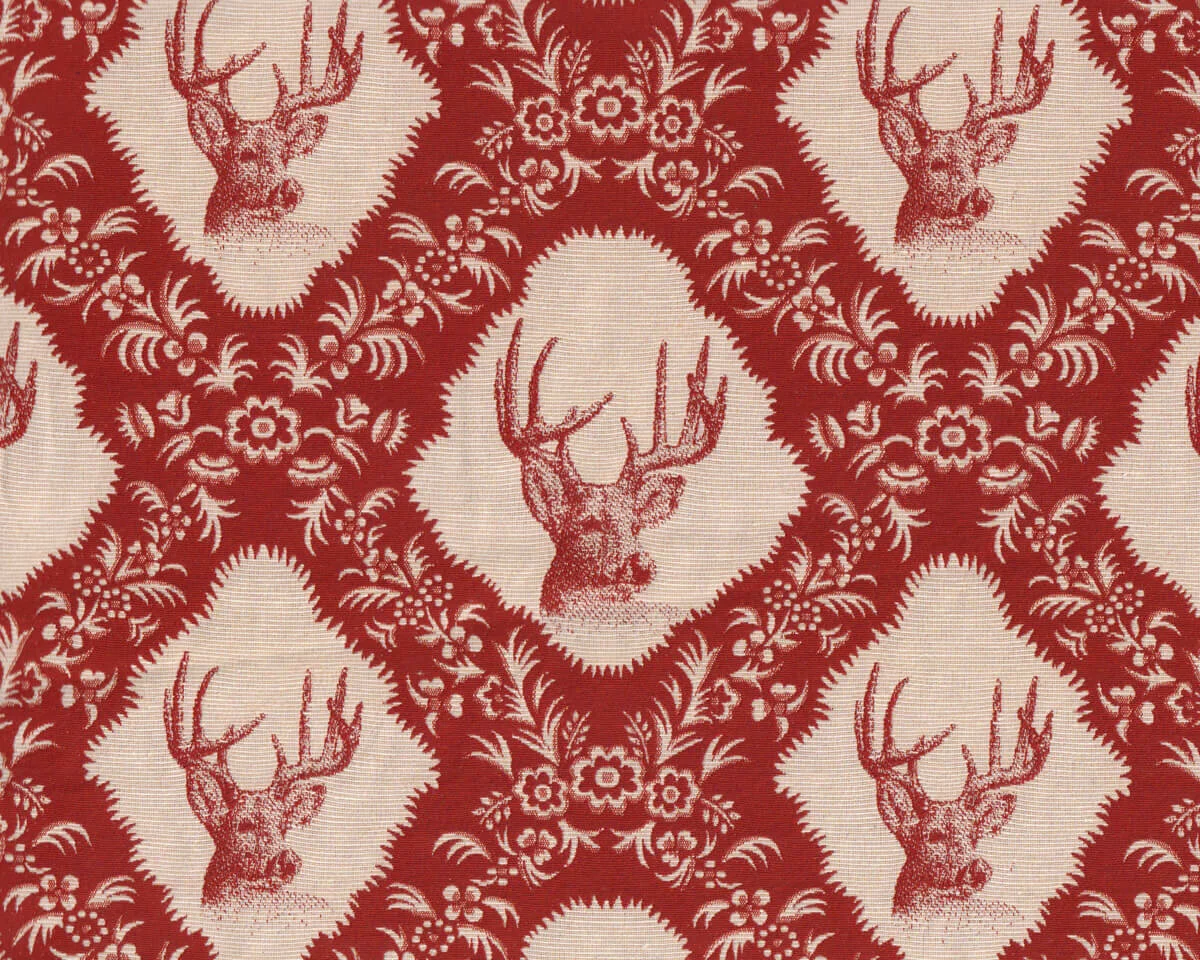 Überbreiter Jacquard-Dekostoff GOBELIN BERN, Hirschkopf, rot