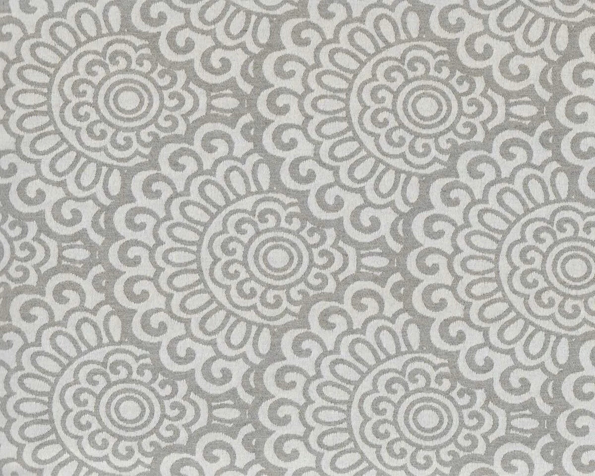Überbreiter Jacquard-Dekostoff MEXIKO, Kreisblumen, grau