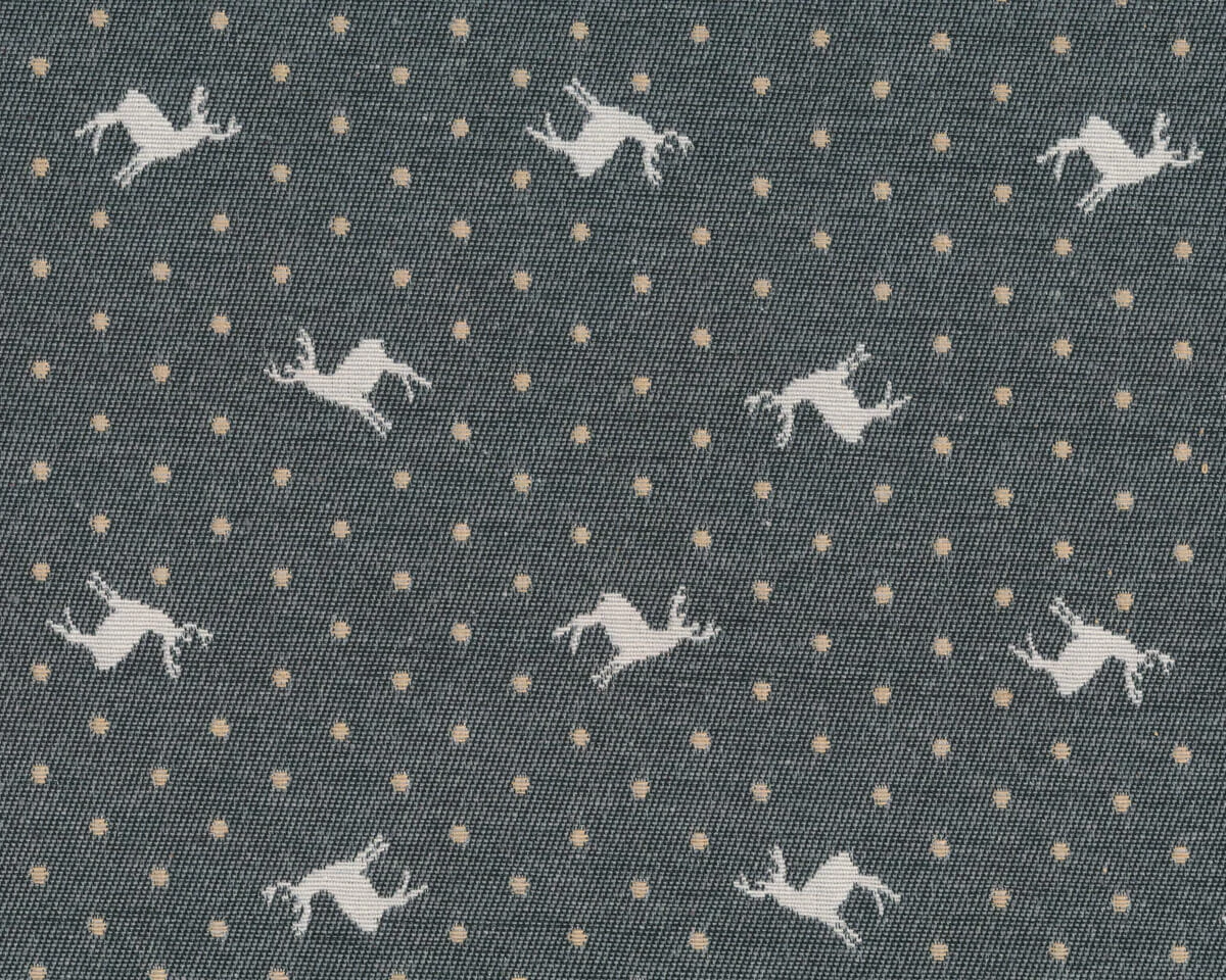Überbreiter Jacquard-Dekostoff RUTA OLMO, Hirsche, dunkelgrau