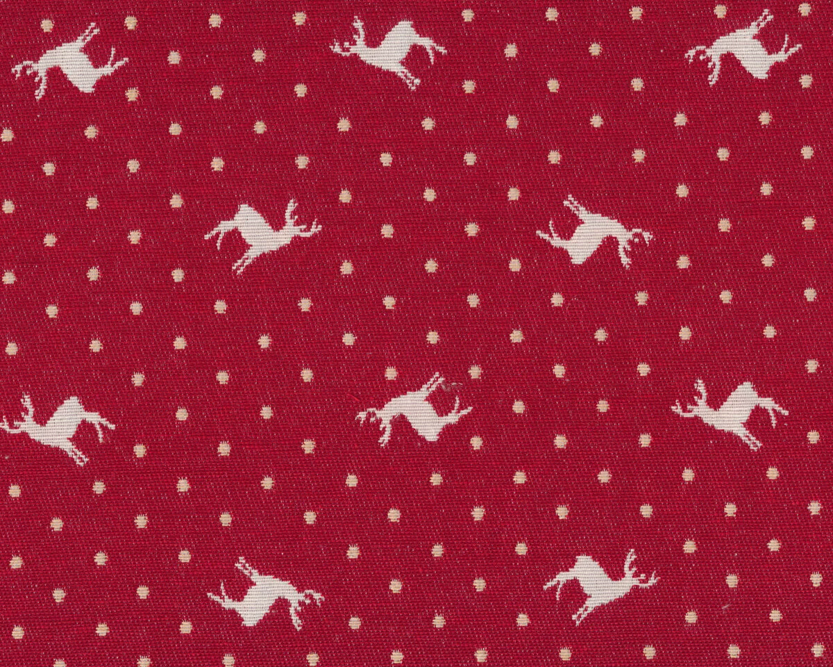 Überbreiter Jacquard-Dekostoff RUTA OLMO, Hirsche, rot