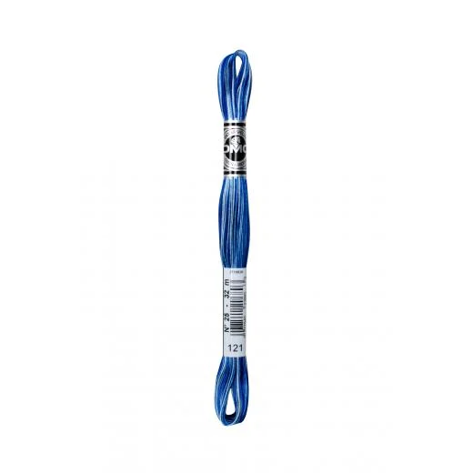 DMC Vierfachgarn Stärke 25 - 121 Delfter blau multicolor