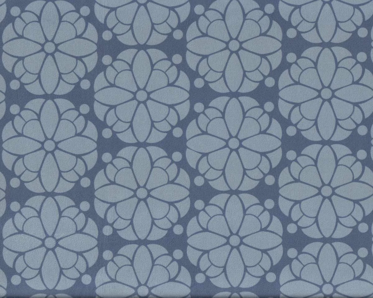 Velour, Samtstoff PRETTY, Retro-Blumen, taubenblau, Cherry Picking