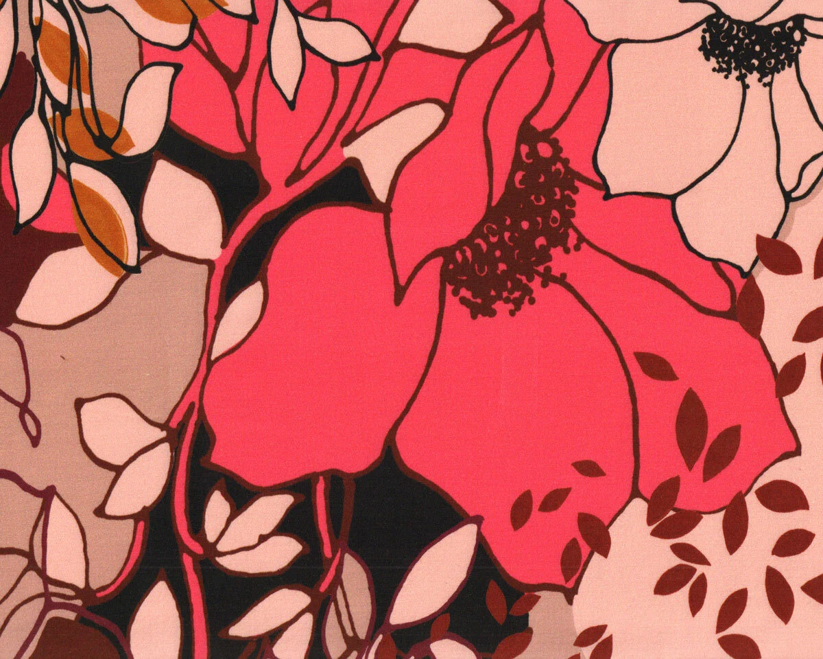 Viskosejersey MARIOLA, Riesen-Mohnblumen, pink-braun, Hilco