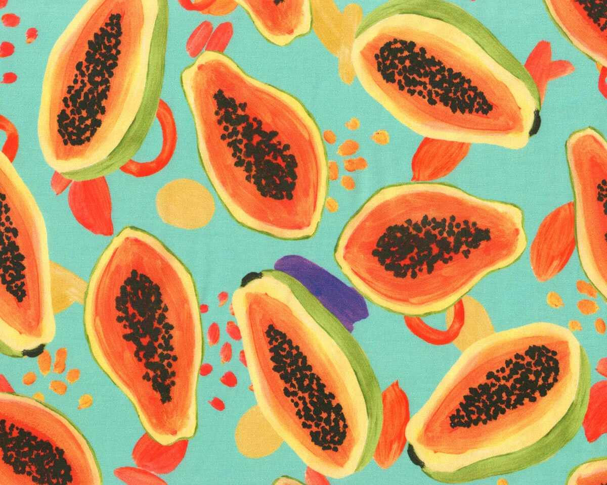 Viskosejersey PAPAYA RAMA, exotische Früchte, Hilco