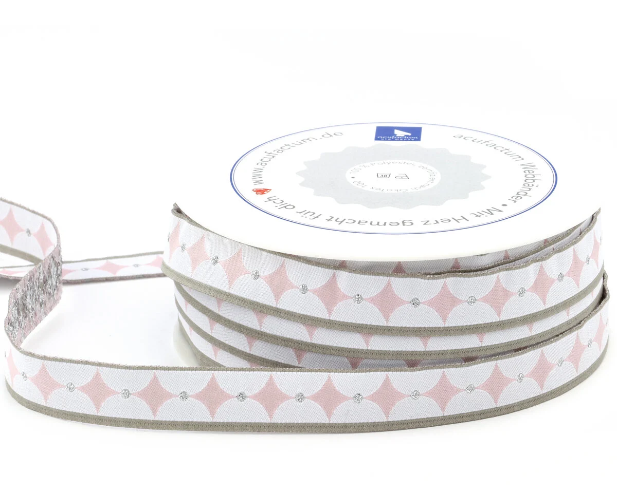 Webband mit Glitzer RAUTE von Acufactum