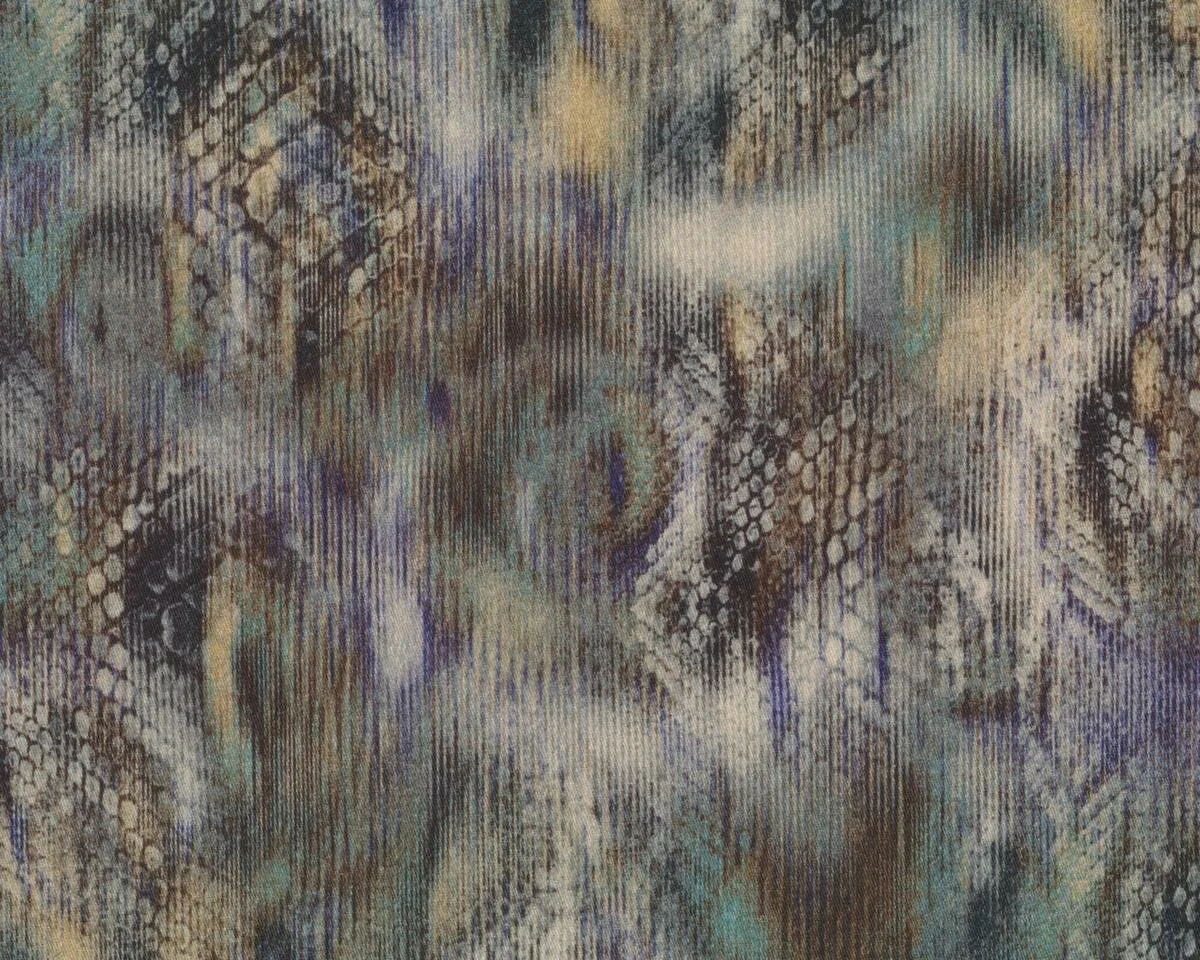 Weicher Baumwoll-Stretch REPTILIA, Schlangen-Streifenmuster, braun-hellbeige-lila