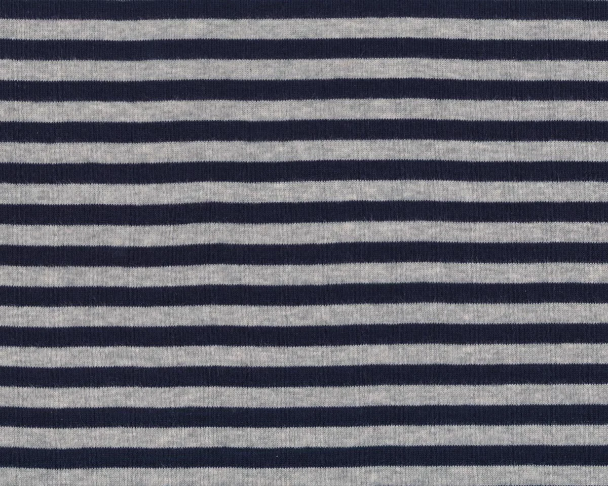 Westfalenstoff Feinripp-Jersey SWEET STRIPES, Streifen, marineblau-grau meliert