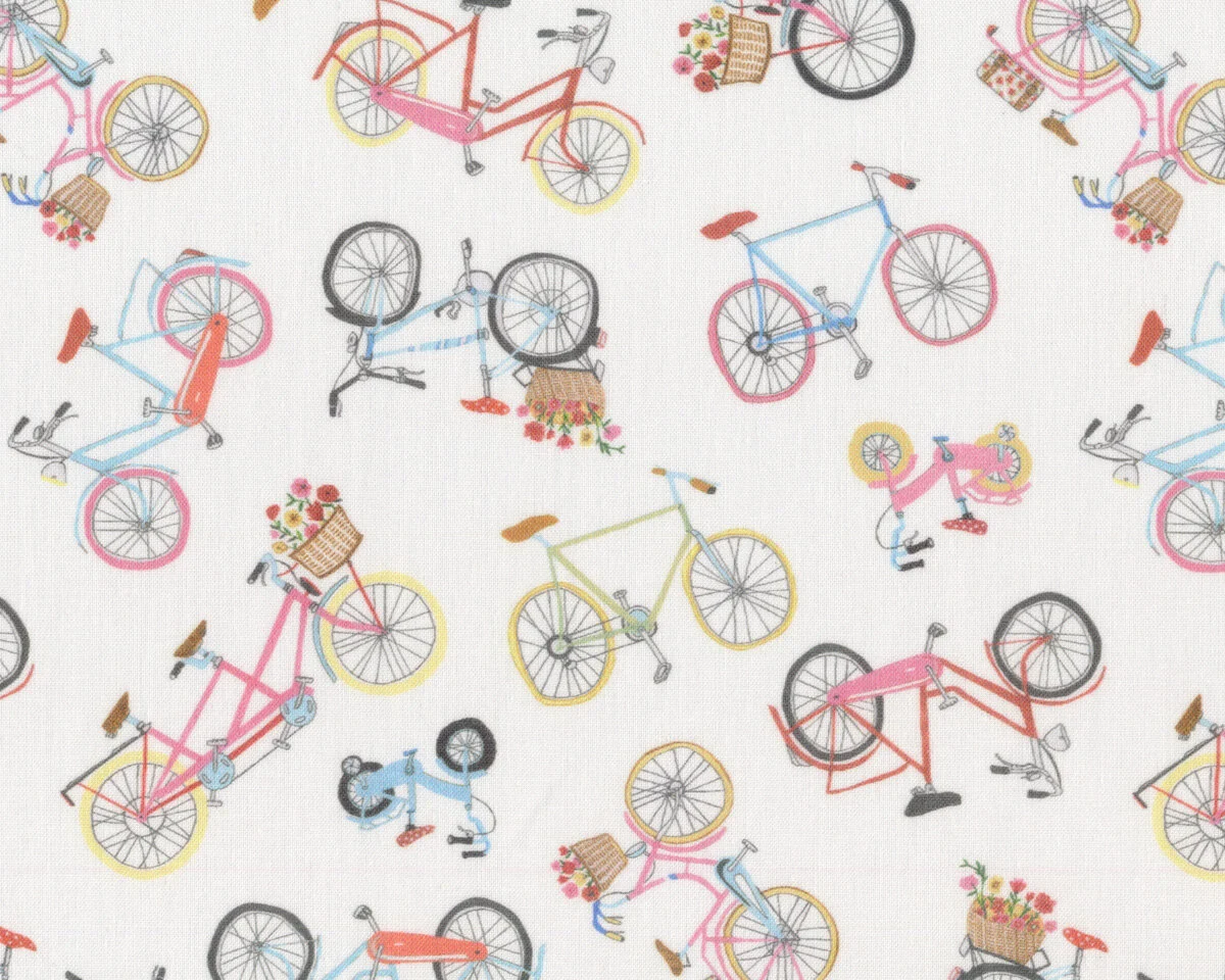 Westfalenstoff MÜNSTER, Fahrräder, gebrochenes weiß-rosa