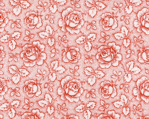 Westfalenstoff ROSENGARTEN, zarte Rosen, rot-weiß