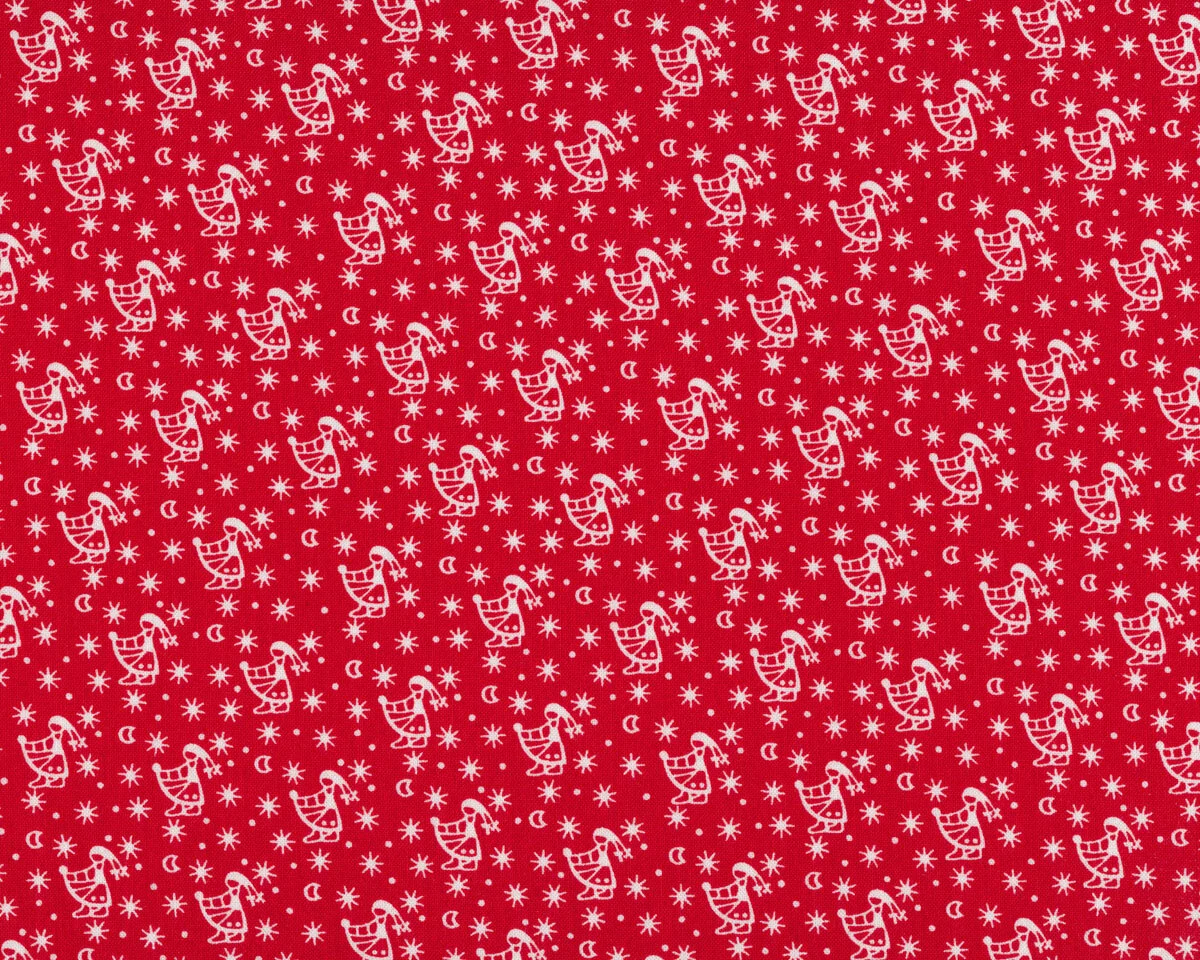 Westfalenstoffe KLASSIKER STERNTALER, Mädchen mit Schürze und Sternenregen, rot-weiß