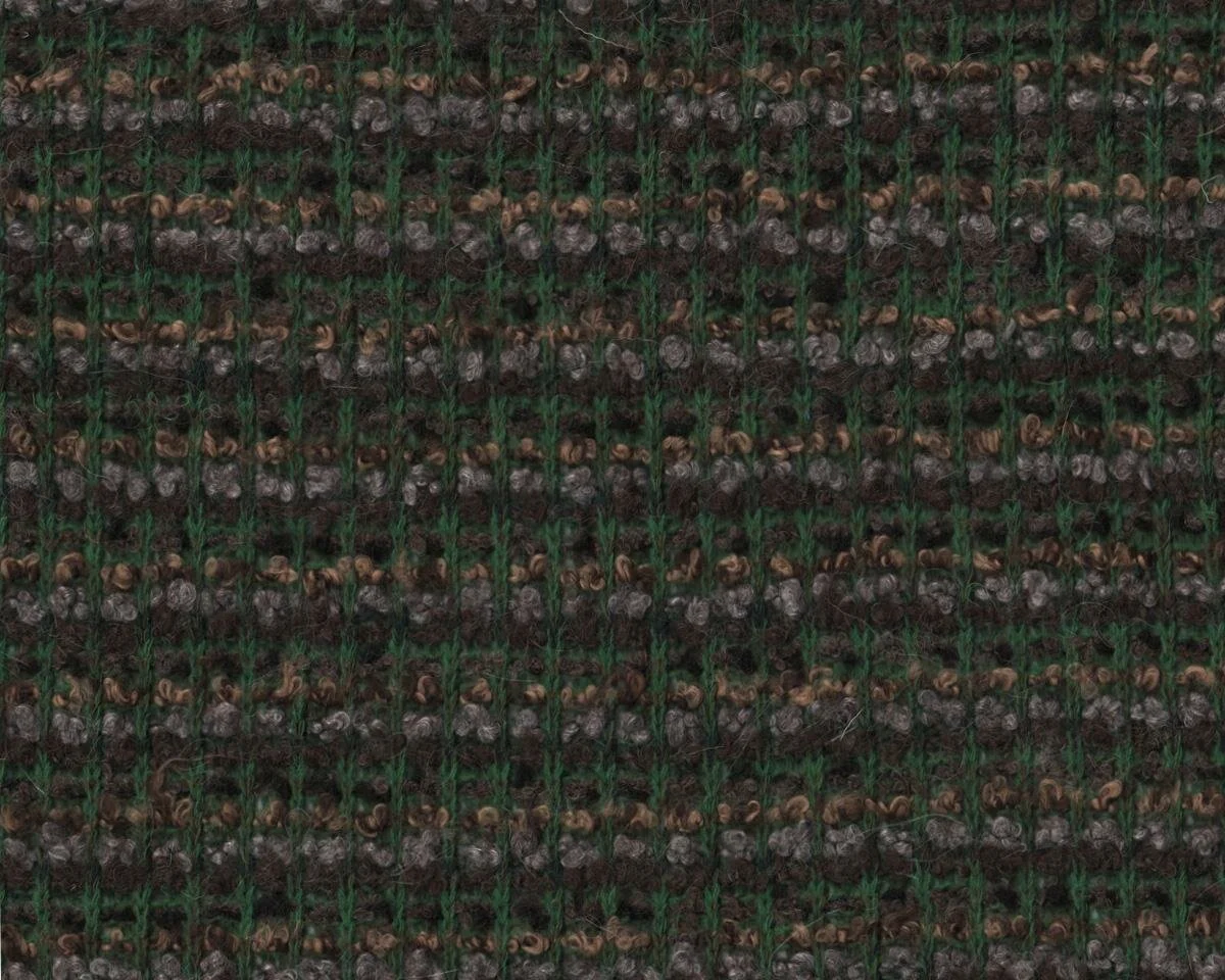 Wollbouclé-Strick CHANTAL, Streifen-Rapport, grün-braun