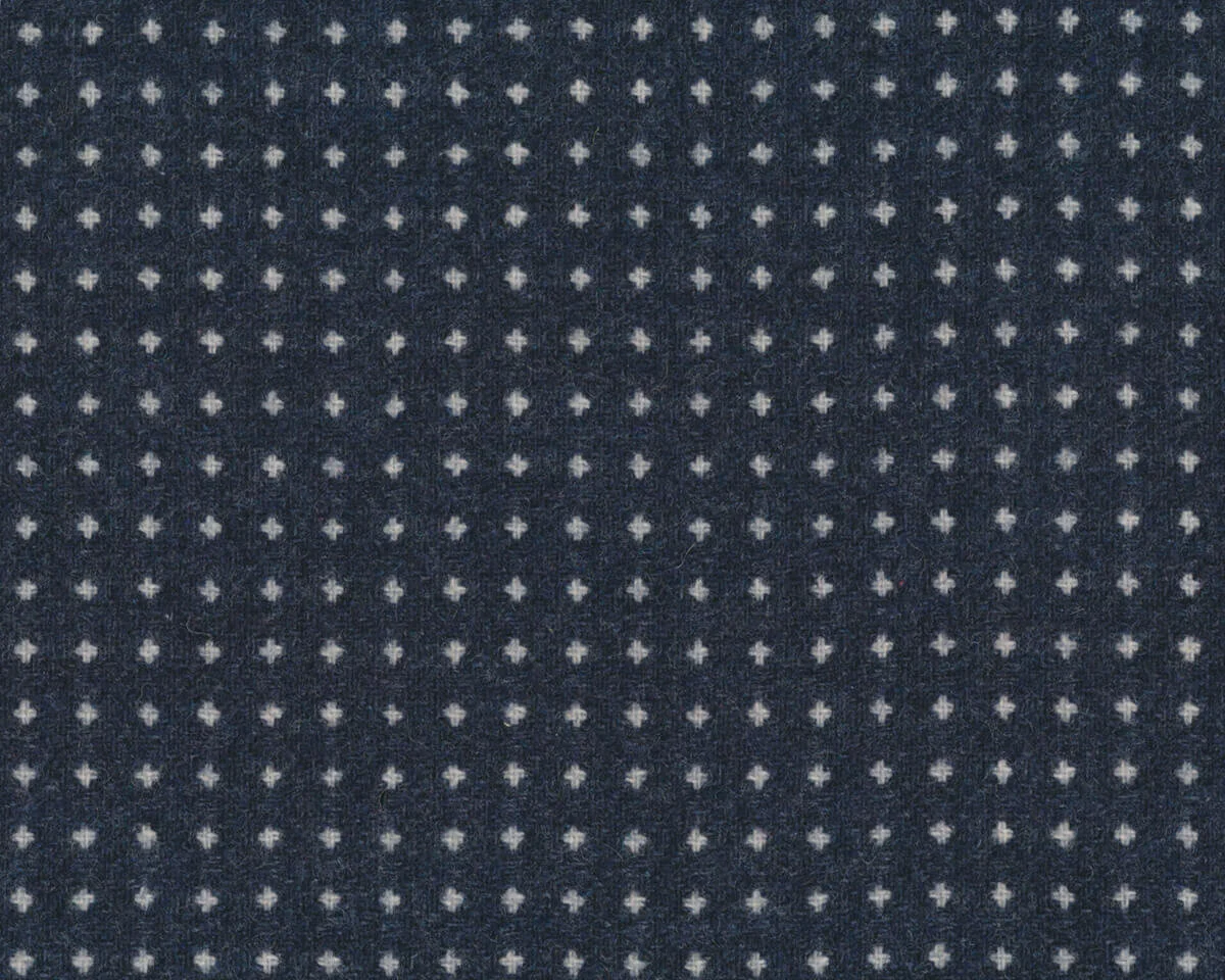 Wollstoff SMILLA, Punkte, blaugrau-wollweiß