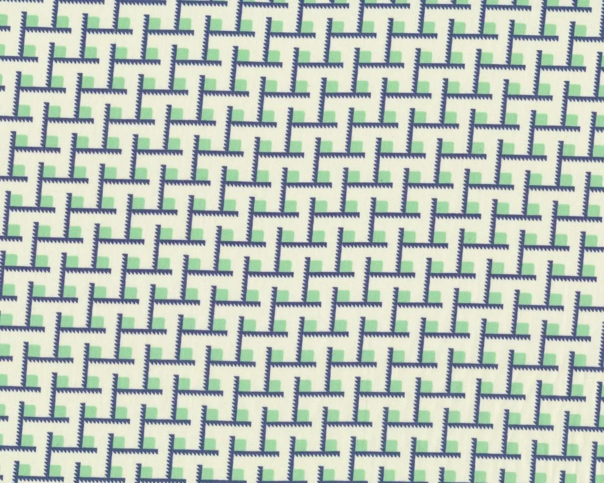 Zarter, edler Batist, Voile MOMENTUM, zackiges Flechtmuster, gedecktes blau-mintgrün