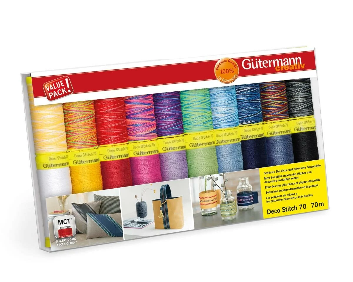 Zierstichfadenset DECO STITCH 70, Mix, 20 Garne, Gütermann