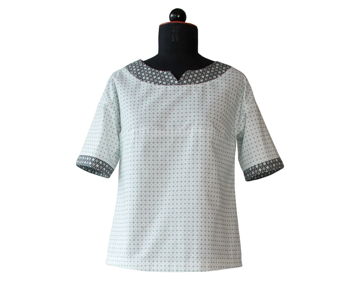 Zwischenmass Schnittmuster BLUSE MIT HALSFERNEM AUSSCHNITT